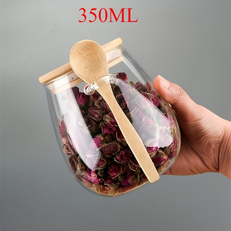 Conjunto de Pote de Vidro com Colher e Tampa Selada