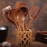 Conjunto de Utensílios de Cozinha em Madeira