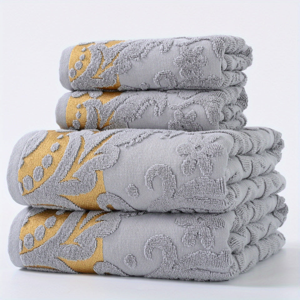 Conjunto de Toalhas de Banho Vintage com Bordado Dourado 100% Algodão