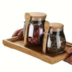 Conjunto de Pote de Vidro com Colher e Tampa Selada