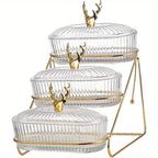 Bandeja Servidora 3 Andares com Tampa e suporte de Luxo