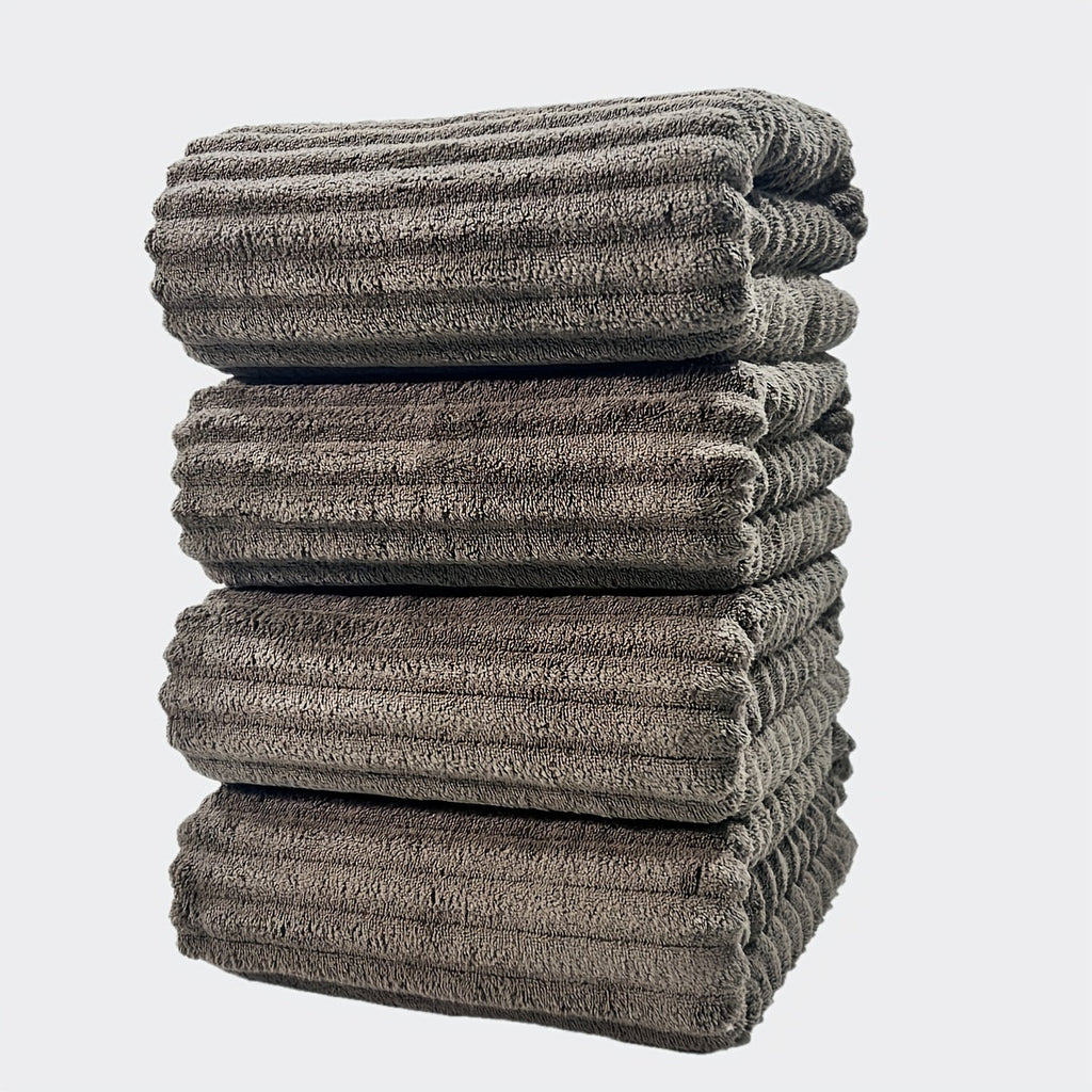 Conjunto de Toalhas de Banho Listradas em Coral Fleece