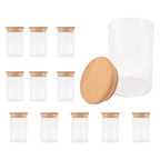 Kit 12 Potes de Vidro Elegância Natural  250ml com Tampa de Bambu