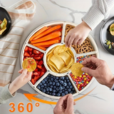 Bandeja Giratória para Petiscos com 6 Compartimentos e Tampa
