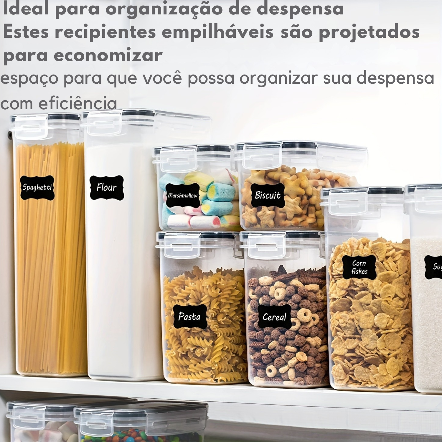 Conjunto Organizadores de Despensa com Etiquetas e Marcador