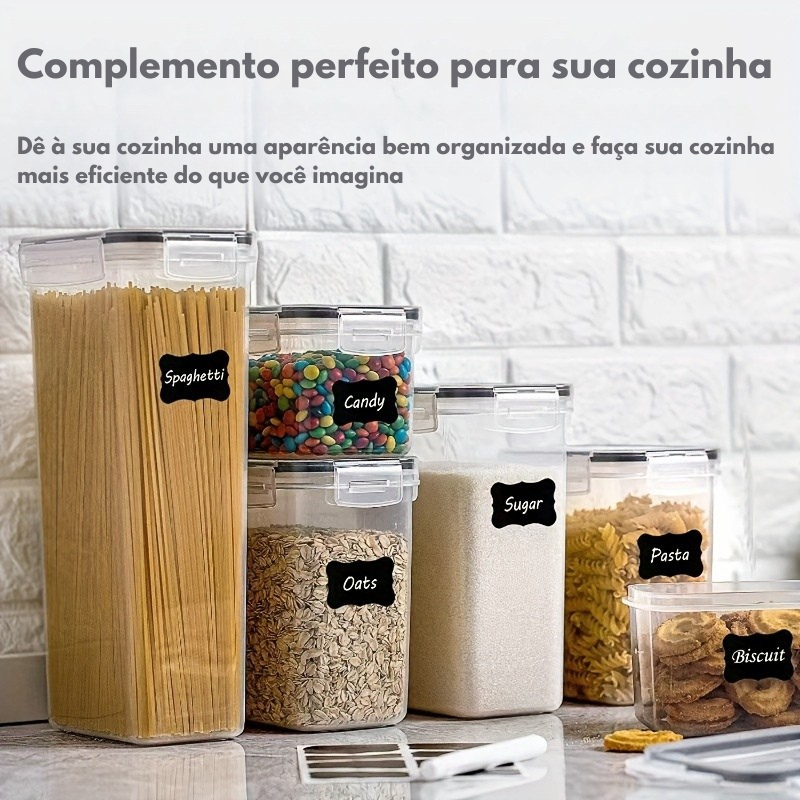Conjunto Organizadores de Despensa com Etiquetas e Marcador