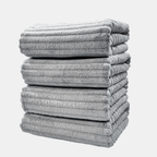 Conjunto de Toalhas de Banho Listradas em Coral Fleece