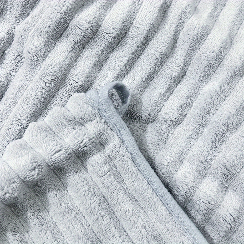 Conjunto de Toalhas de Banho Listradas em Coral Fleece