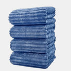 Conjunto de Toalhas de Banho Listradas em Coral Fleece